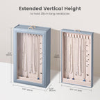 Lolalet Necklace Organizer Box, 2-Layer Jewelry Storage Boxes with Clear Lid for Necklaces, Tangle-Free Necklace Display Case for Women Girls -Dusty Blue