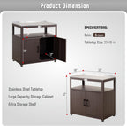 Garden Potting Bench with Storage Cabinet, Outdoor Gardening Table & Work Bench for Plants, Horticulture, Outdoor Workstation with Stainless Steel Tabletop, Outdoor Work Table
