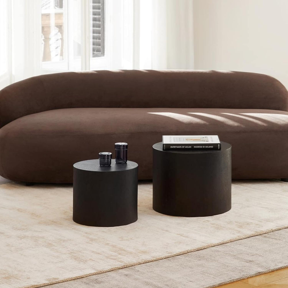 WILLIAMSPACE 18.9" Black Nesting Coffee Table Set of 2, Modern Round Cof...