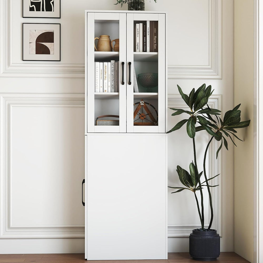 70.87" H Slim Display Storage Cabinet with 4 Tier Multi-Functional Pull-...