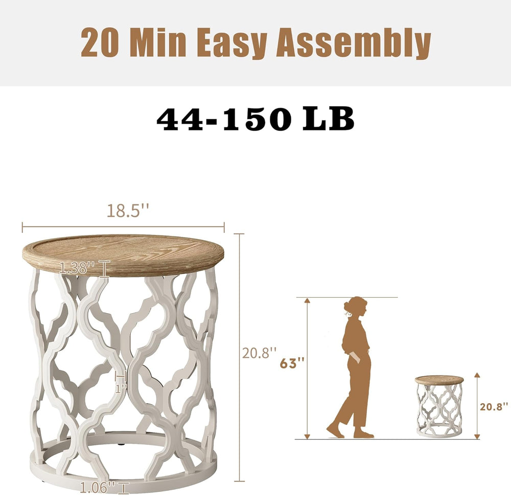 karlott Farmhouse End Table, 18.5'' French Country Round Side Table, ...
