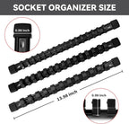 Socket Organizer Drive ABS Tools - Black Socket Holder, Premium Quality 6 Pieces Socket Holders Kit 1/4-Inch x 32 Clips, 3/8-Inch x 30 Clips, 1/2-Inch x 24 Clips（6PC,Black)