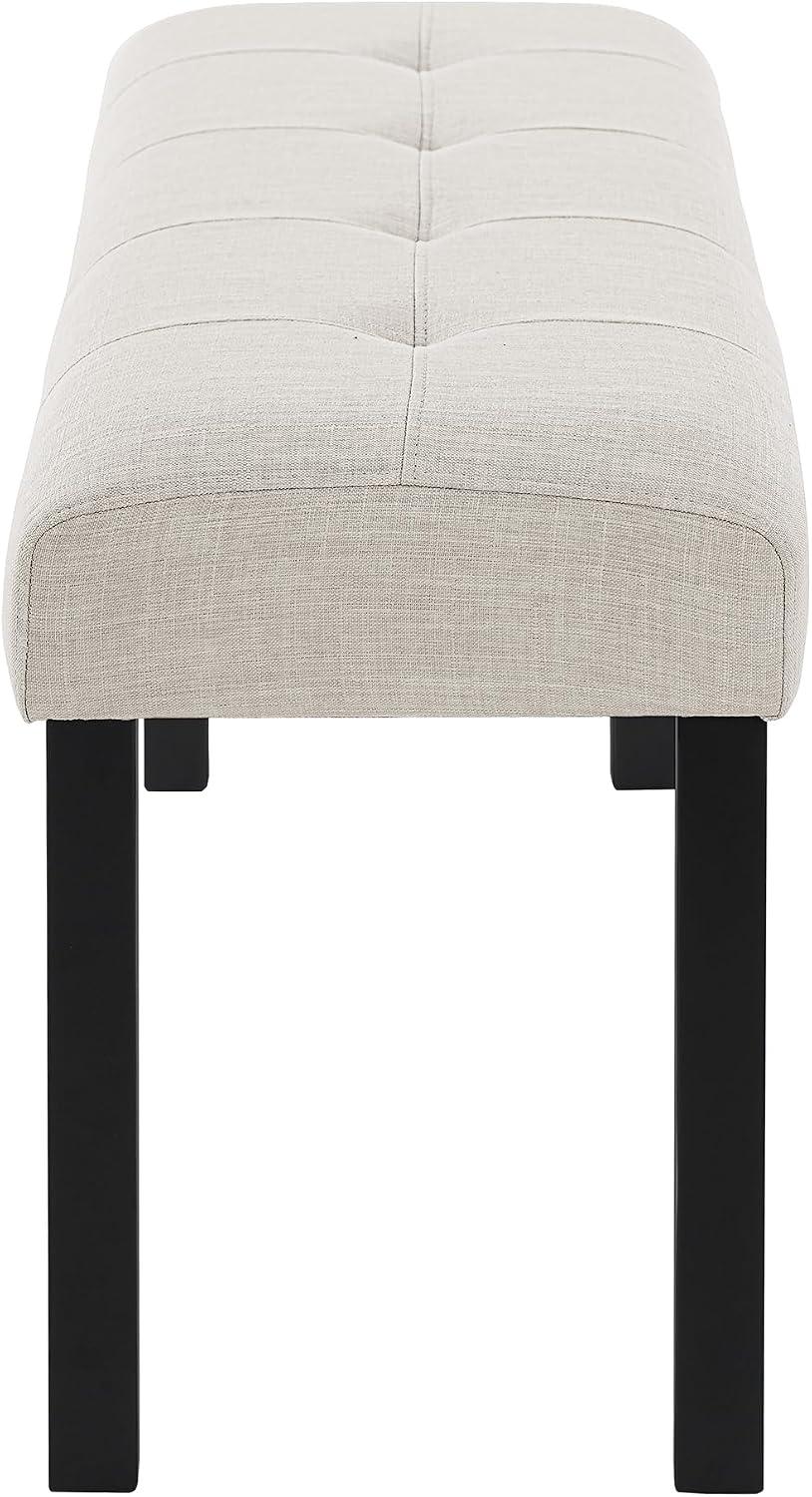 Dining Bench, Rubber Wood Dining Room Bench with Linen Upholstered Seat, for ...