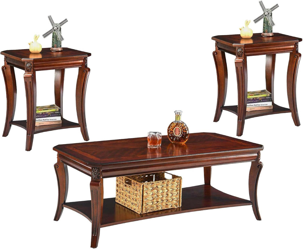 Living Room Tables Set of 3- One Coffee Table and Two End Tables with Storage...