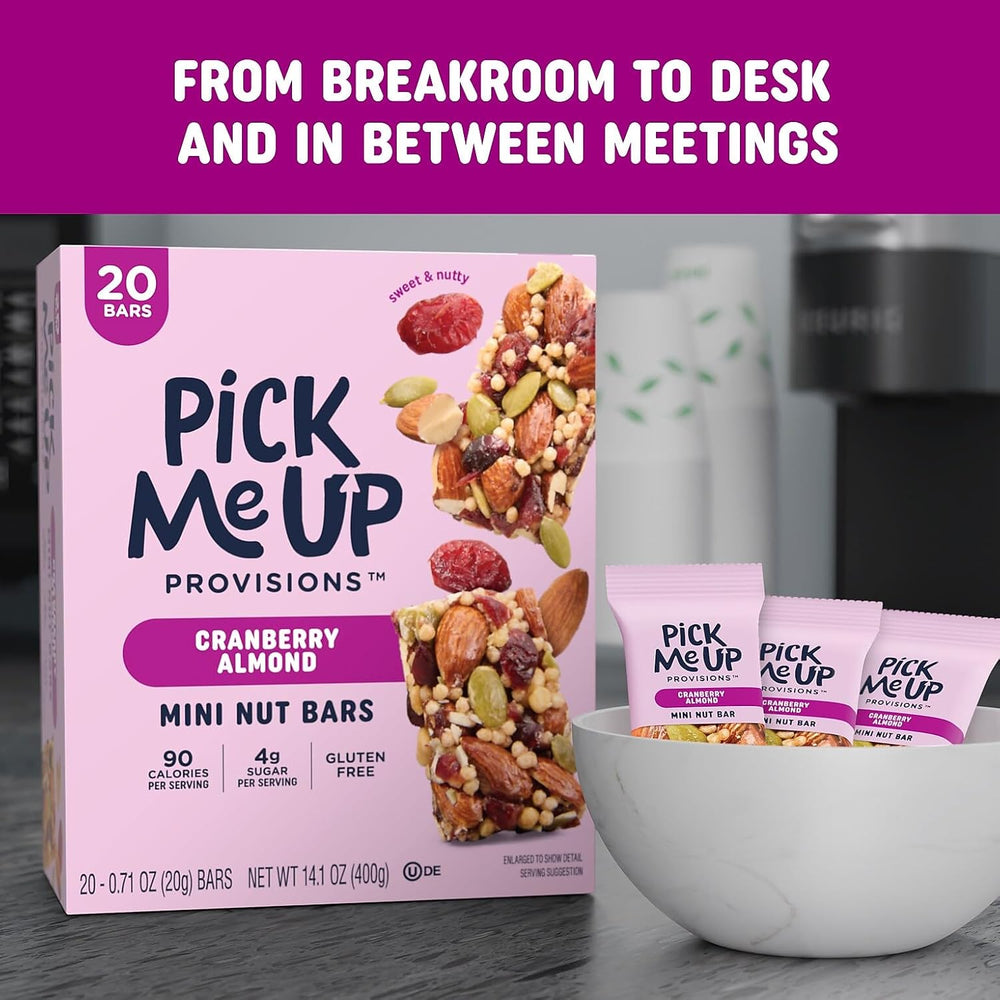 Pick Me Up Provisions Mini Cranberry Almond Nut Bar, 0.71 oz, 20/Bx