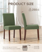 Upholstered Dining Chairs Set of 4 - Line Fabric Modern Farmhouse Kitchen Chairs,Mid-Back Dining Room Chairs with Wooden Legs