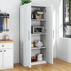 LUMISOL Modern Kitchen Pantry Cabinet with 2 Doors, Buffet Cupboards Sideboard with 4 Storage Spaces, Kitchen Hutch for Living Room Dining Room, White