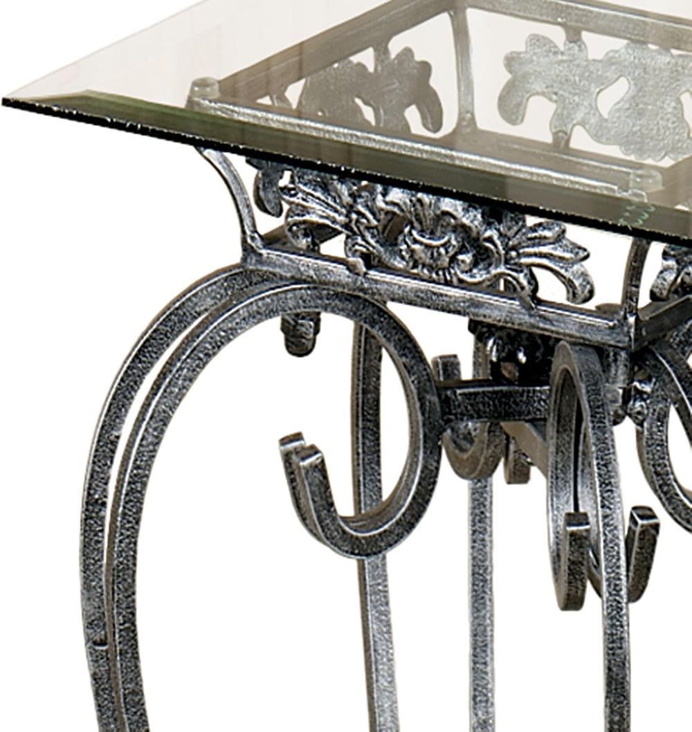 Touch of Class Chalcedony Metal Scroll Pedestal Table, Antique Pewter, 36&quo...
