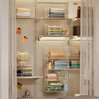 4 Tier Extra Large Hanging Closet Organizer,Closet Organizer Hanging with 5 S Hooks 4 Dividers,Clothes Organizer Clothing Sweaters Clutches Handbags Hats Accessories-White