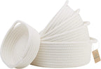 5-Piece Round Woven Cotton Rope Storage Baskets for Organizing, Small Shallow Nesting Set for Montessori Toys, Entryway Catchall, Fruit Bowl, Key Tray, Remote Holder, Nursery & Pet Toys