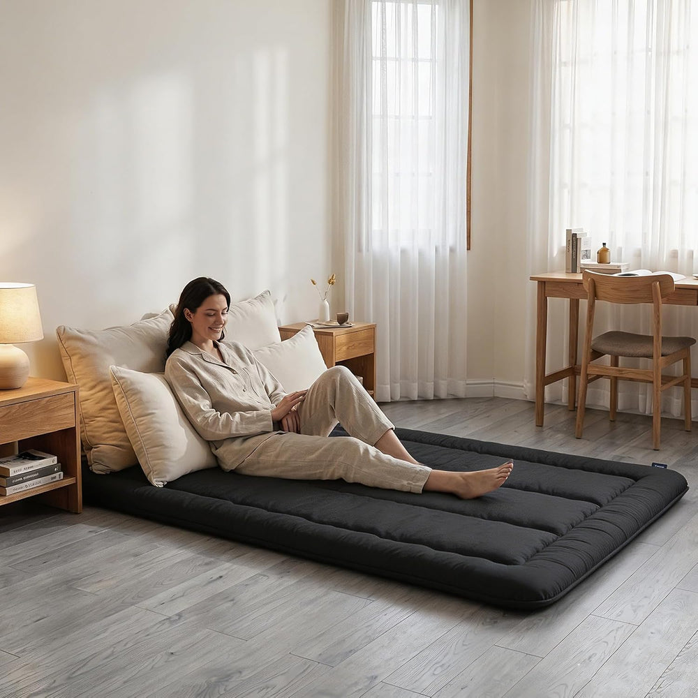 Twin Size Japanese Futon Mattress Foldable Topper Mattress for Floor Tatami F...