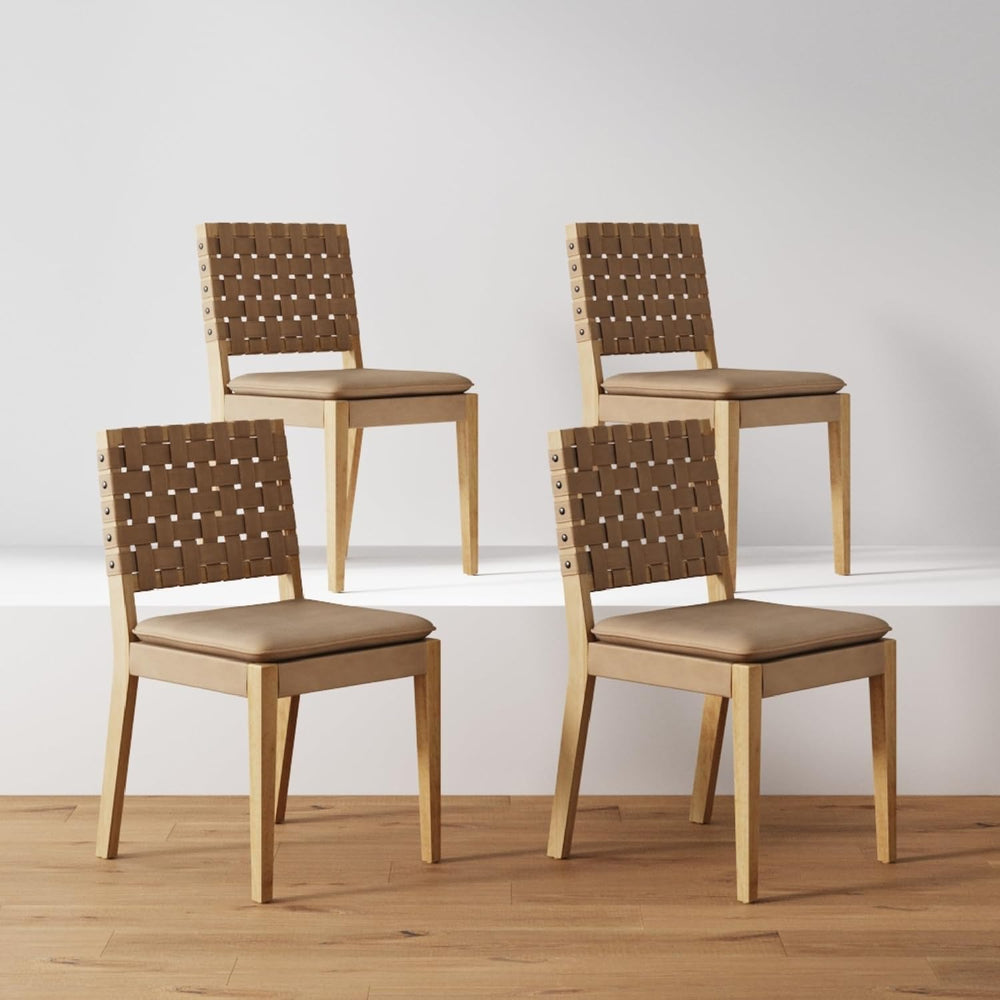 Nathan James Cohen Wood Dining Chair, Mid-Century Modern Upholstered Side Cha...