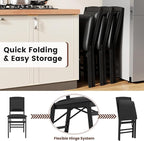Giantex Folding Dining Chairs Set of 4, Black Wood Kitchen Chair w/Padded Seat, Solid Wood Frame, Max Load 400 Lbs, No Assembly, Easy to Store Foldable Wooden Dining Chairs for Apartment, Small Space
