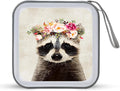 Funny Raccoon CD Case for 40 Discs, 6.1" Portable CD/DVD Storage Holder with Zipper, Protective Sleeves for Home & Travel