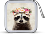 Funny Raccoon CD Case for 40 Discs, 6.1" Portable CD/DVD Storage Holder with Zipper, Protective Sleeves for Home & Travel