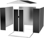 6x9ft Outdoor Metal Storage Shed Waterproof Garden Shed with Lockable Door, Windows & Vents, Tool Metal Storage for Patio Furniture Lawnmower（Grey）