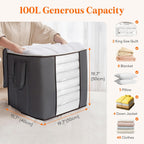 Lifewit 100L Extra Large Blanket Storage Bags, Foldable Comforter Storage with Reinforced Handles, Clothes Storage Containers for King Comforter, Bedding, Pillow, Sheet, Storage Bin with Lids 6 Pack