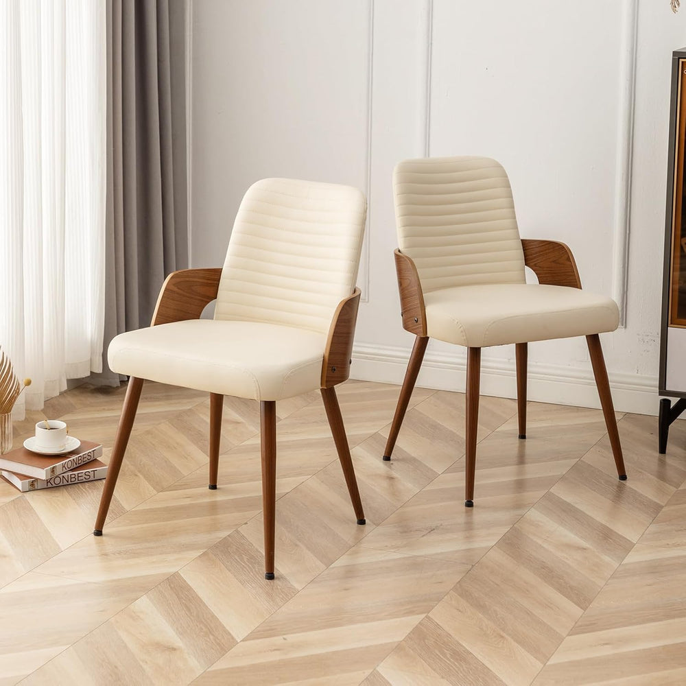Dining Room Chairs,Mid Century Modern Kitchen Chair,Upholstered Faux Leather ...