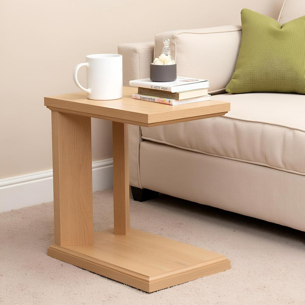 C Shaped End Table for Couch, 23.2'' High Small Side Table 2-Tier C S...