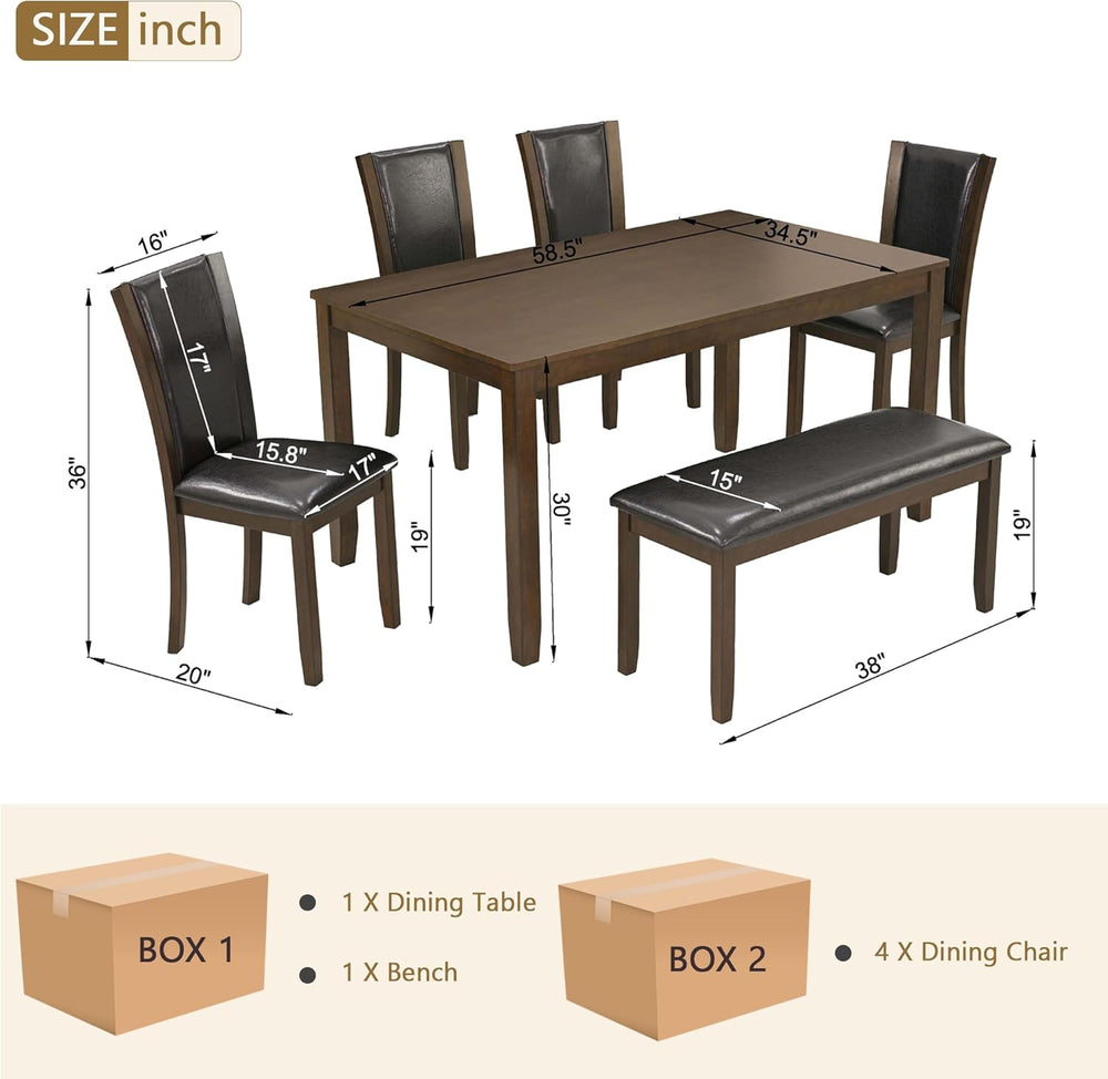 LUMISOL Farmhouse Dining Table Set for 6, Solid Wood Kitchen Table Set with 4...