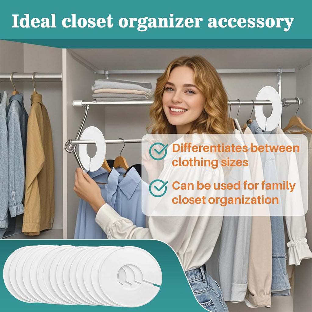 Sukh 30 Baby Closet Dividers Durable - Home Closet Organizer & Storage | White Plastic Rack Dividers, Large Hanger Labels, Hanging Clothes Size Dividers, for Boutique Settings & Nursery Essentials