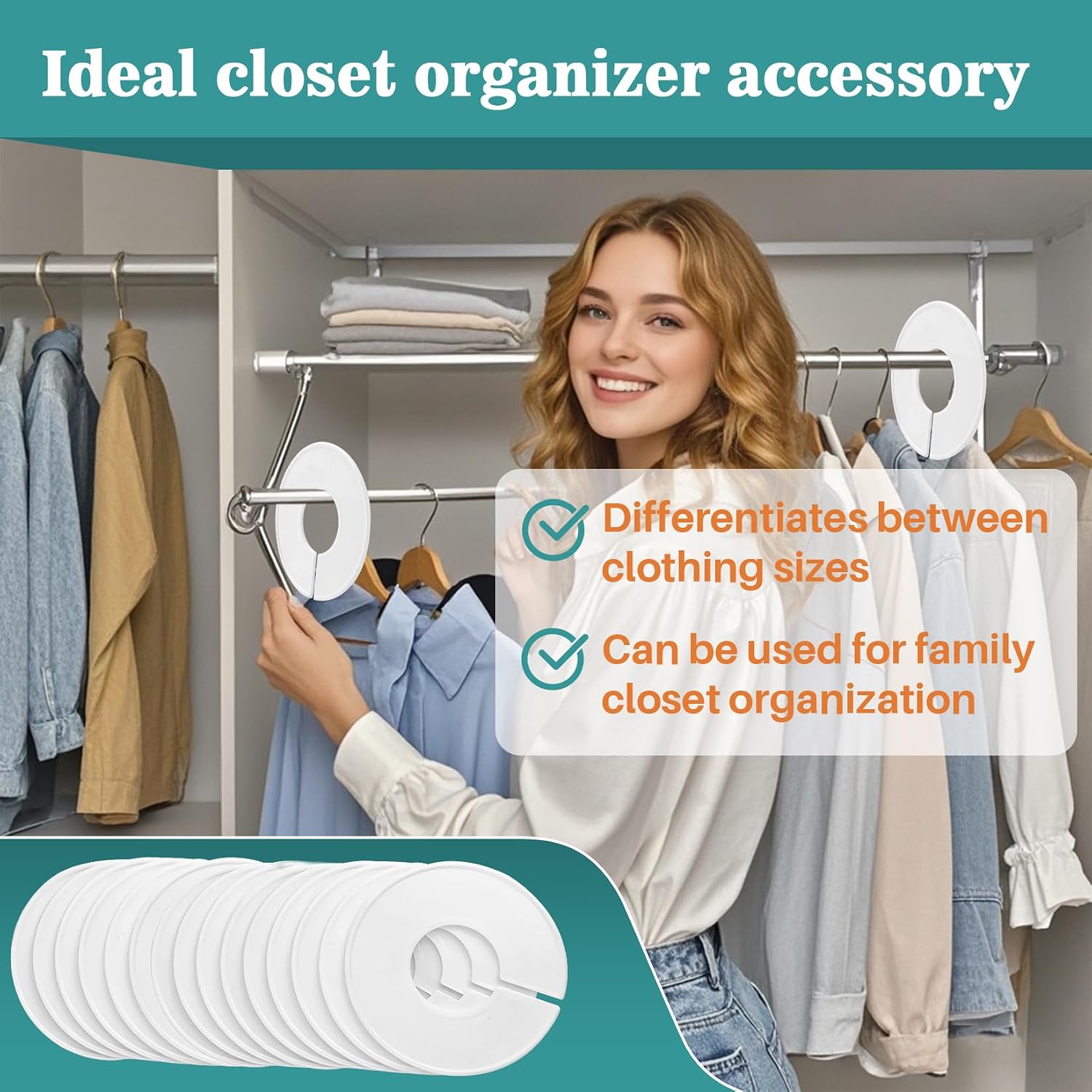 Sukh 30 Baby Closet Dividers Durable - Home Closet Organizer & Storage | White Plastic Rack Dividers, Large Hanger Labels, Hanging Clothes Size Dividers, for Boutique Settings & Nursery Essentials