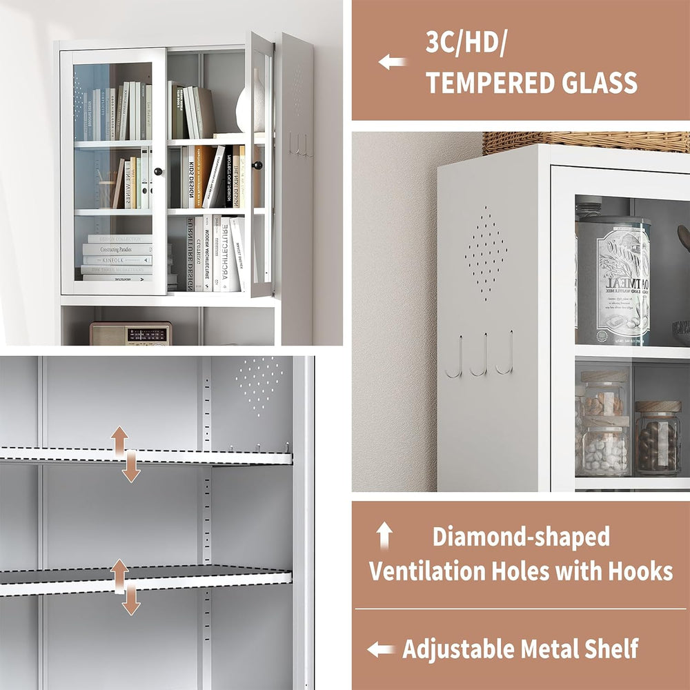 Kitchen Pantry Cabinet, 72" Tall Storage with Adjustable Shelves, Heavy ...