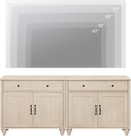 WAMPAT Entertainment Center with Bookshelves for TVs up to 75", Farmhouse Wall Unit TV Stand with Doors & Drawer, Media Console Table for Living Room, Bedroom & Home Theater, Beige