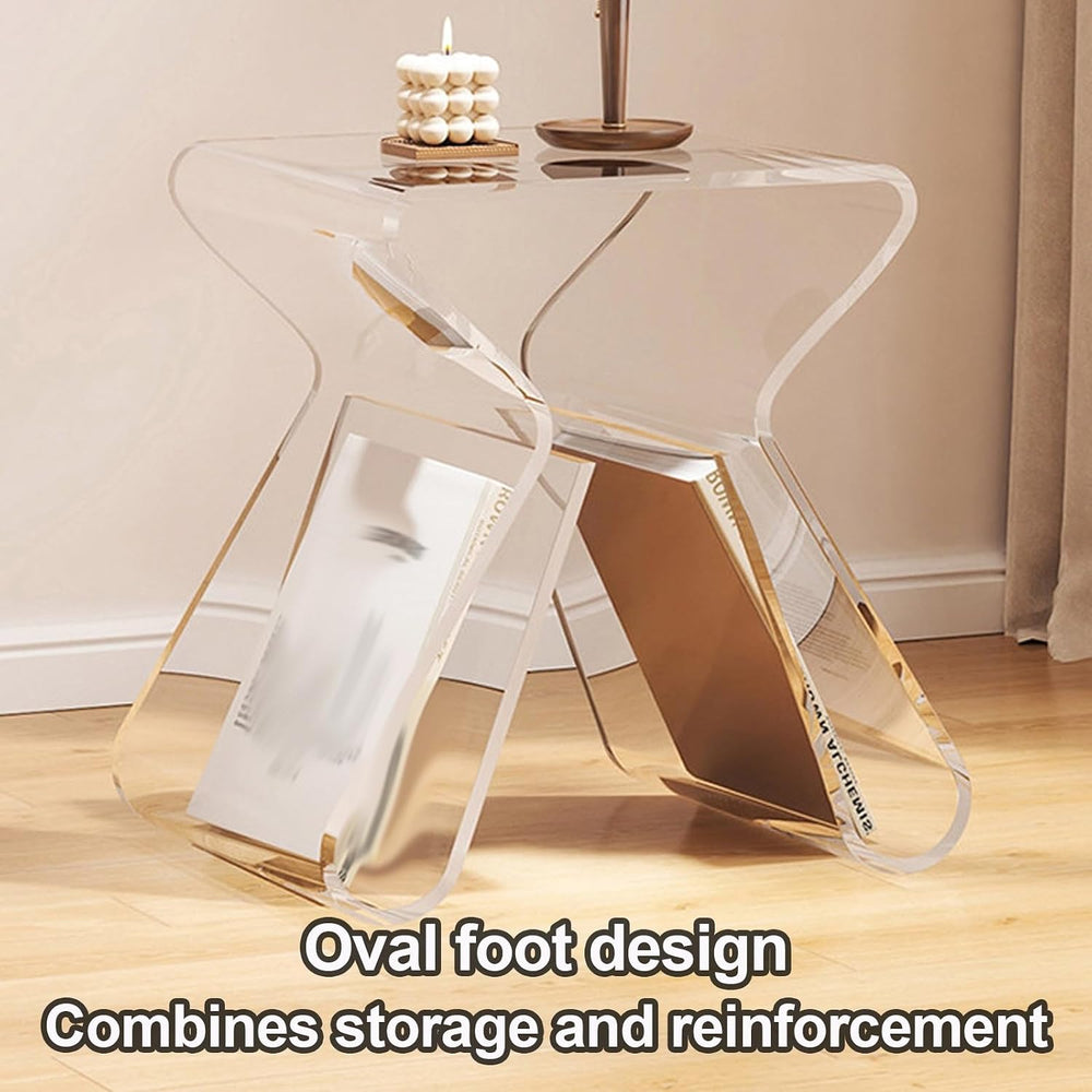 Acrylic Side Table with Magazine Storage, Night Stand Coffee Table, Decorativ...