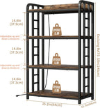 4 Tier Bakers Rack for Kitchens, Adjustable Microwave Stand with Storage, Metal Storage Shelves for Dinning Room Coffee Bar, Rustic Brown