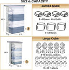 TAILI 6 Pack Vacuum Storage Bags, Cube Space Saver Bags Combo (3 Jumbo +3 Medium), Vacuum Seal Bags for Bedding, Clothing, Comforters, Blankets, Closet Oragnizer and Storage