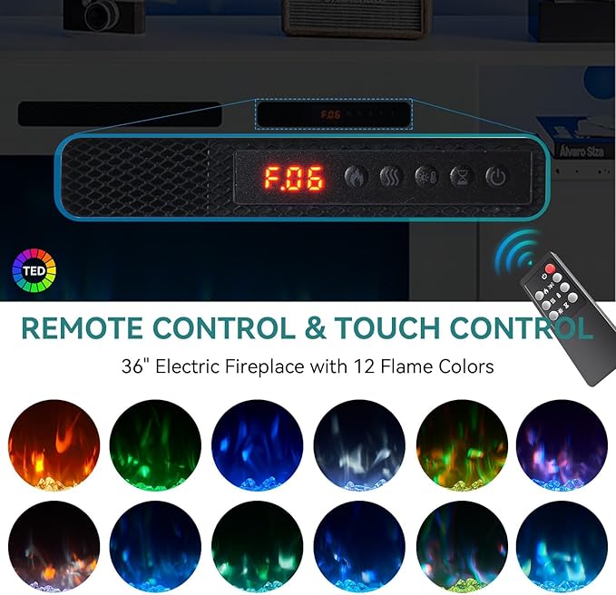 oneinmil 70” TV Stand with 36” Electric Fireplace, Large Modern Media Enterta...