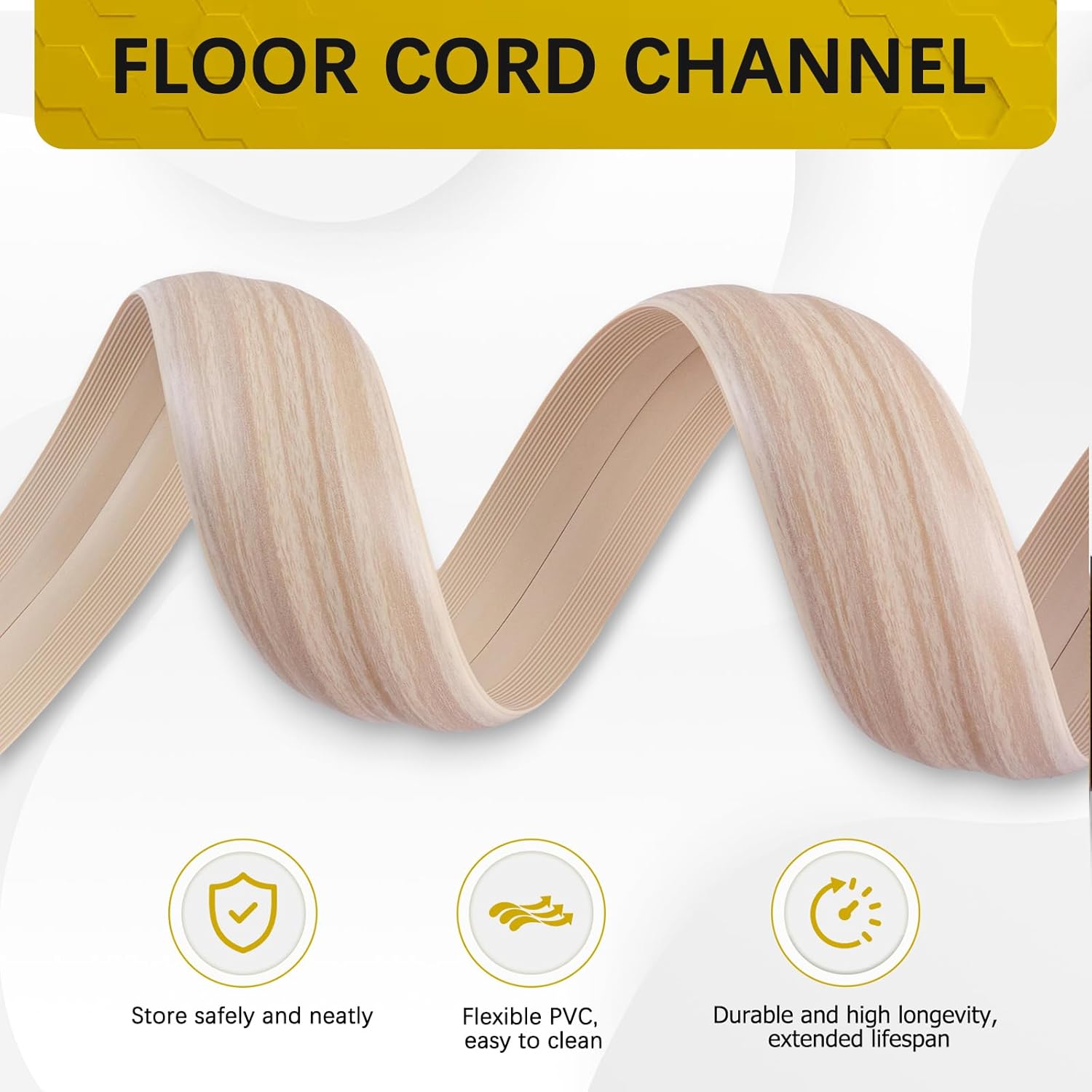 Floor Cord Cover 10FT Cord Covers for Wires on Floor Protect Wires & Prevent Trip Hazards, Easy to Cut for Home, Office, School, Concerts, Cavity W0.6in x H0.32in