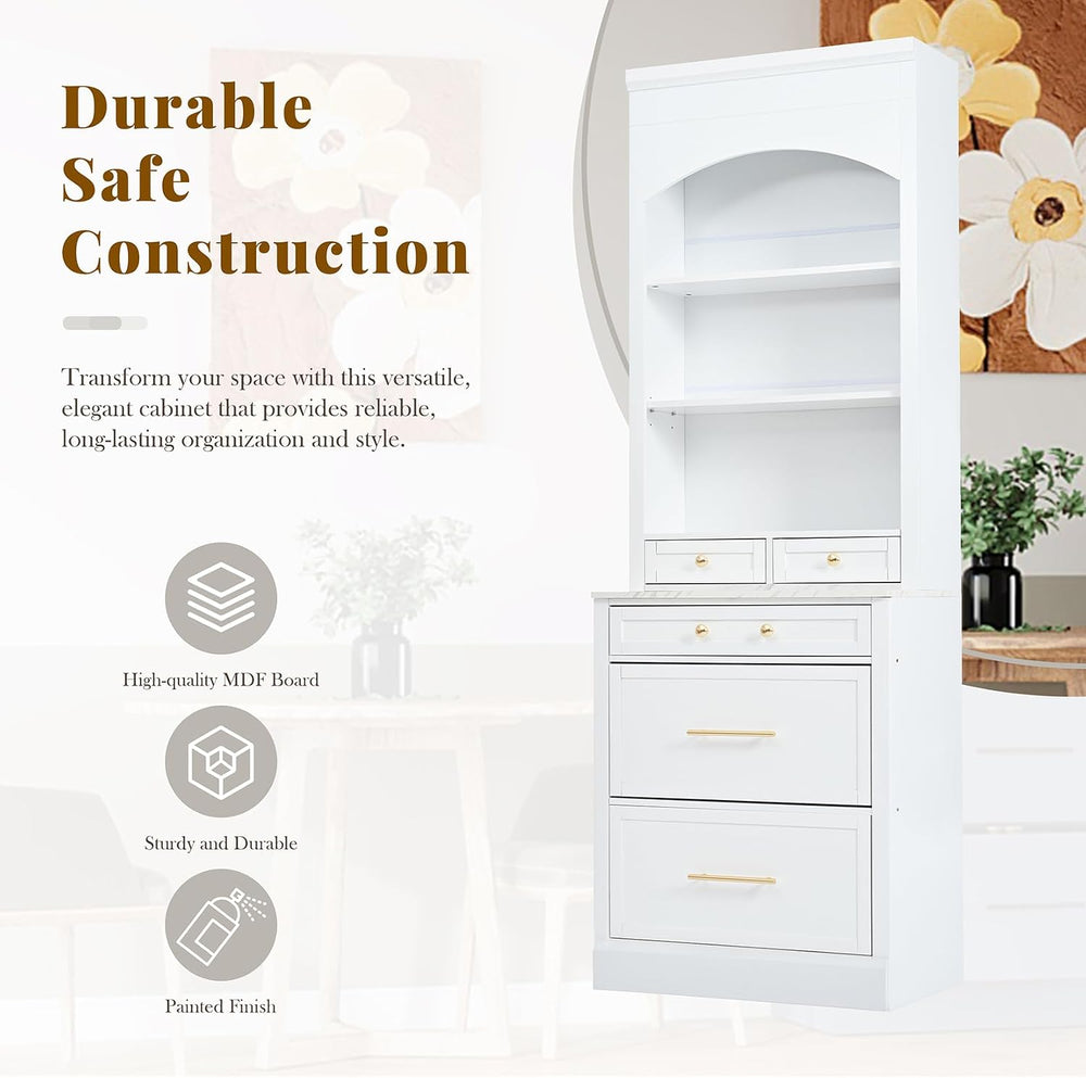 83.7inch High Modern Utility Kitchen Pantry, Freestanding Tall Kitchen Hutch ...