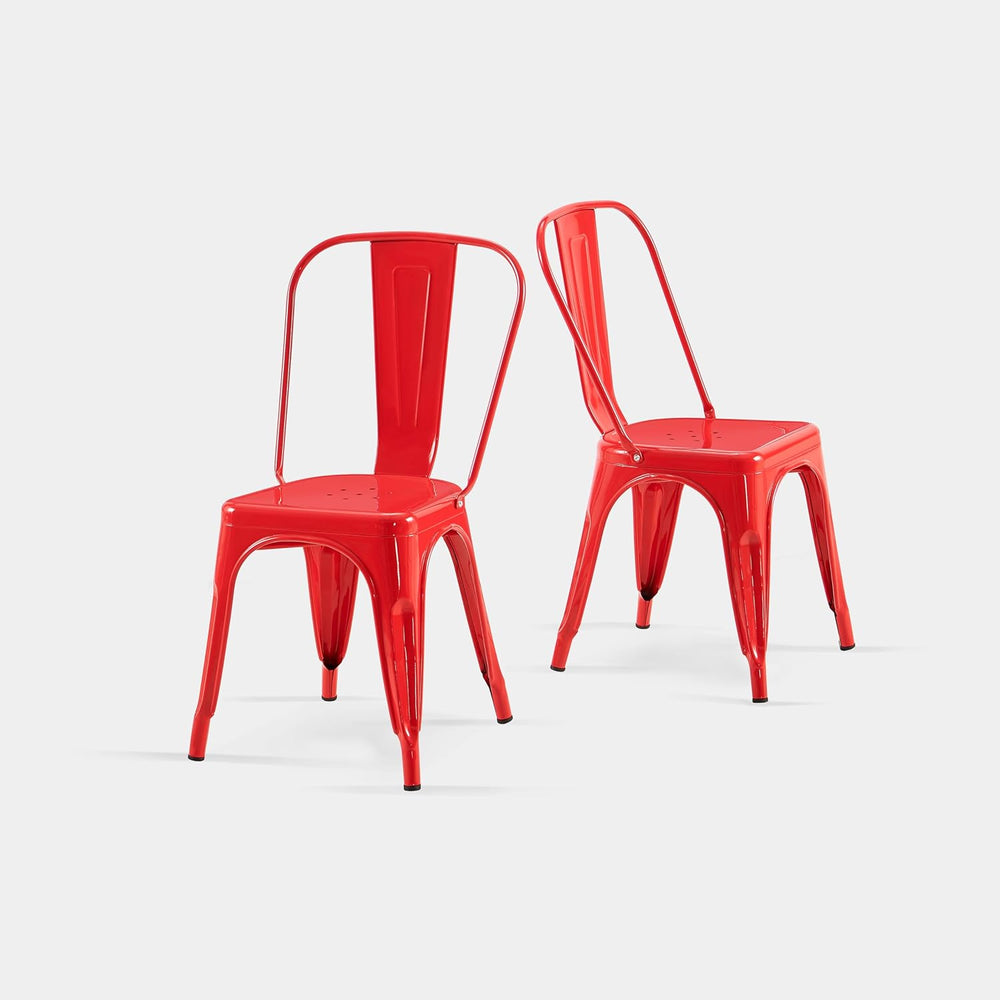 AC Pacific 18 Inch Seat Height Industrial Metal Dining Chairs, Stackable Kitc...