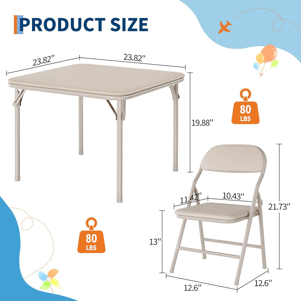 GAOMON 3 Piece Set Folding Table and Chairs Set, Boys and Girls Activity Tabl...