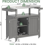 Weatherproof HIPS Outdoor Kitchen Island with Stainless Steel Top & Storage Cabinet, Movable Prep Table with Wheels for BBQ Food Prep, Outdoor Grill Cart for Parties, Grey