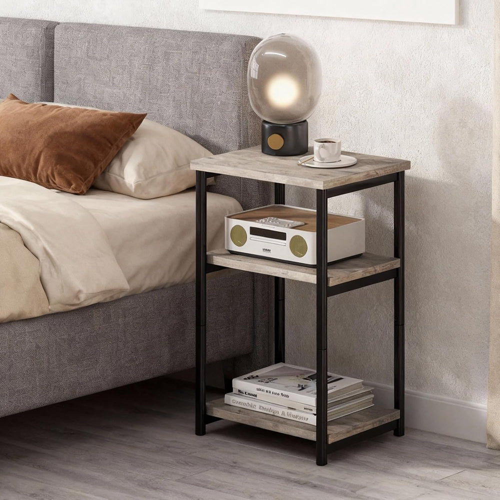 Garvee 3 Tier End Table, Tall Side Table with Storage, Telephone Tables with ...
