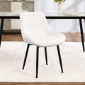 Dining Chair, Modern Dining Chairs with Thick Cushions, Faux Leather Upholstered Kitchen Dining Room Chairs with Metal Adjustable Legs for Dining Living Room, White