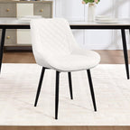 Dining Chair, Modern Dining Chairs with Thick Cushions, Faux Leather Upholstered Kitchen Dining Room Chairs with Metal Adjustable Legs for Dining Living Room, White