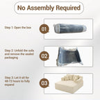 58" Oversized Boneless Chaise Chair, Beige | Corduroy Lounge Chair Indoor Sleeper Sofa Bed with Arms and 4 Pillows No Assembly for Bedroom Living Room