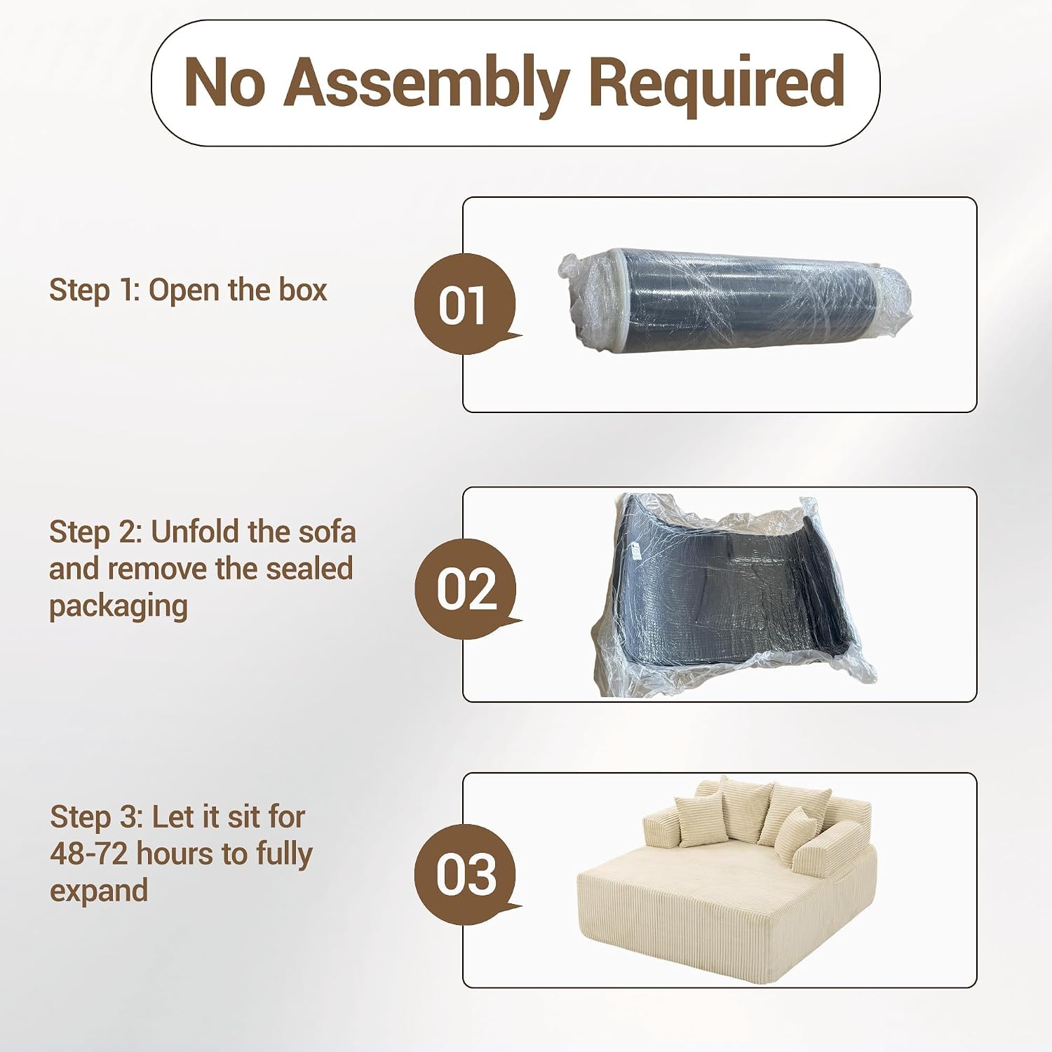 58" Oversized Boneless Chaise Chair, Beige | Corduroy Lounge Chair Indoor Sleeper Sofa Bed with Arms and 4 Pillows No Assembly for Bedroom Living Room