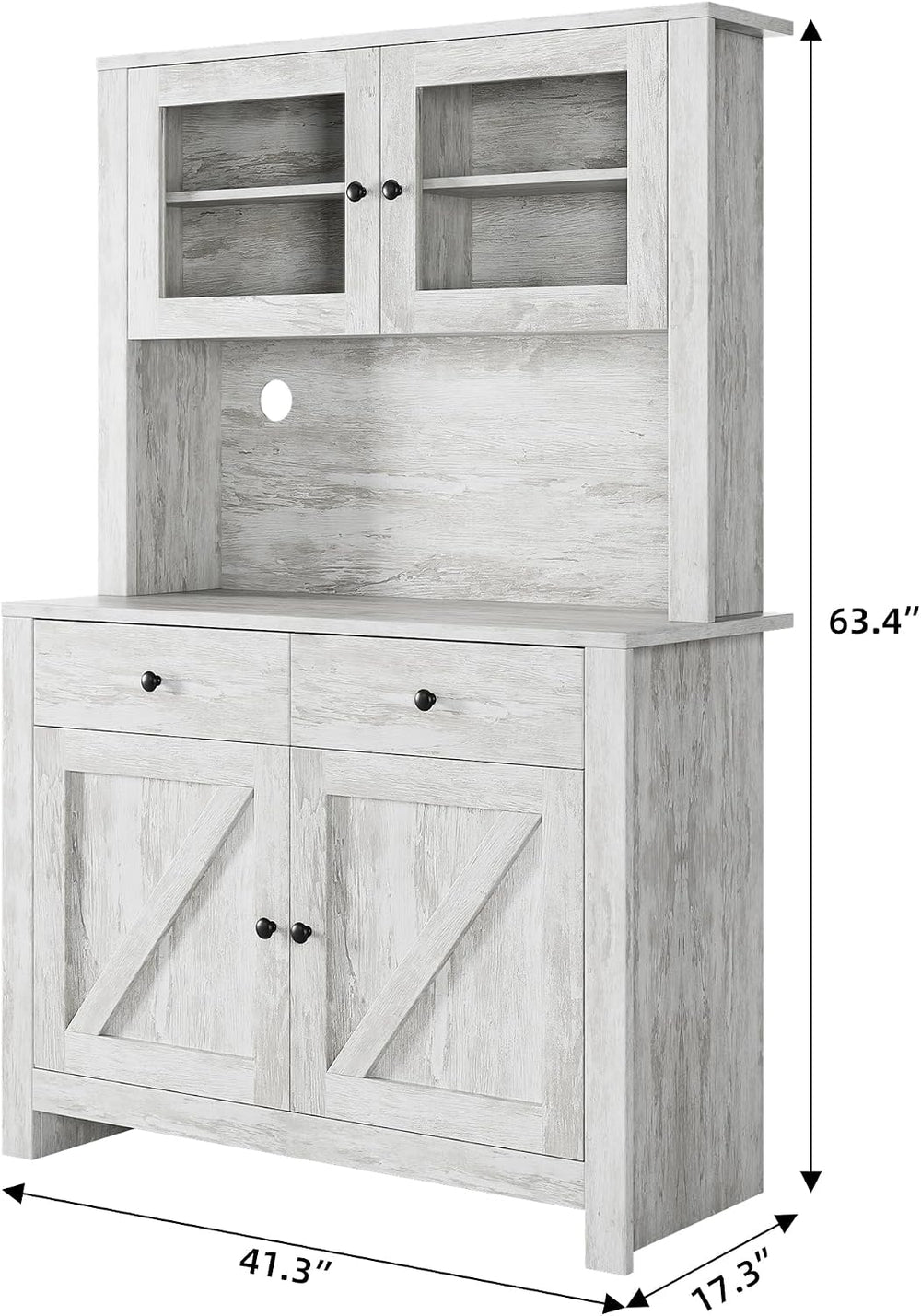 Contemporary Kitchen Pantry Cabinet – Freestanding Hutch Buffet Cupboard with...