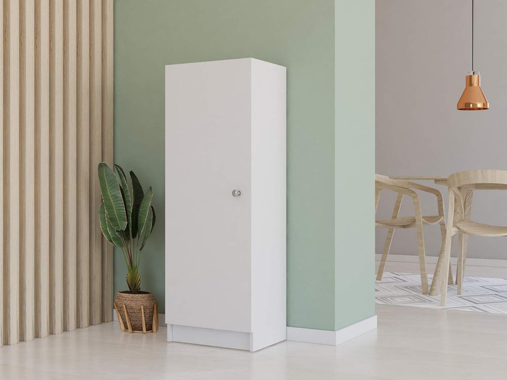 Kitchen Pantry 47" H, 1 Door Cabinet, 4 Interior Shelves, White