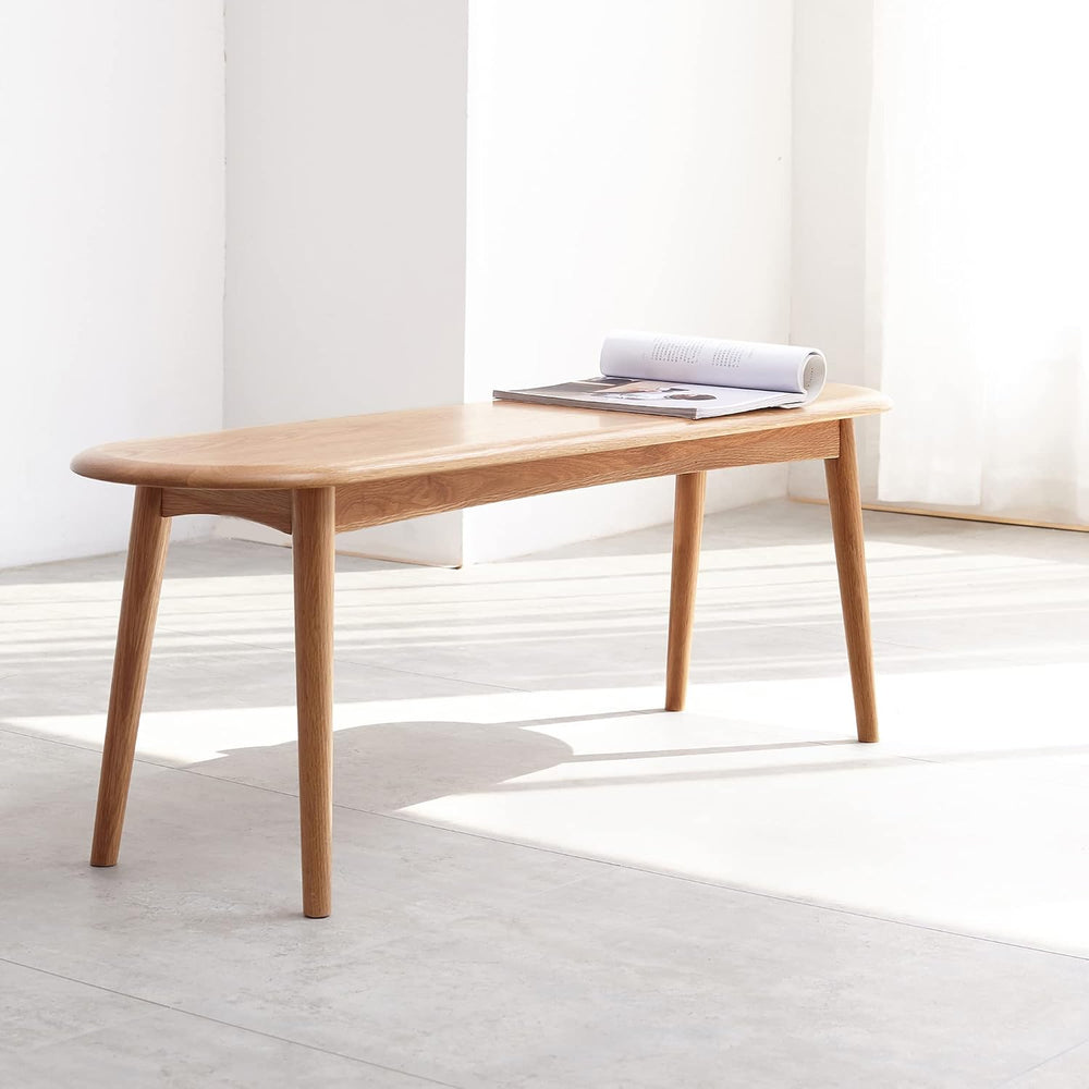 KEVINSPACE Farmhouse Bench, 100% Natural Oak Wood Bench, Furniture Mid-Centur...