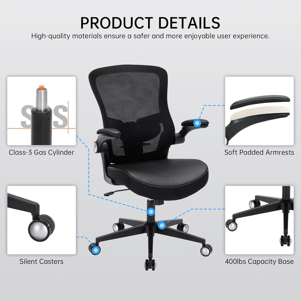 Office Chair-400lbs, Ergonomic Heavy Duty Office Desk Chair with Adjustable L...