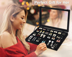 Jenseits Earring Organizer Tray, Earring Box with Clear Lid 80 Slots Velvet Drawer,Earring Tray with Lock, Jewelry Display Case for Women Girls, Black