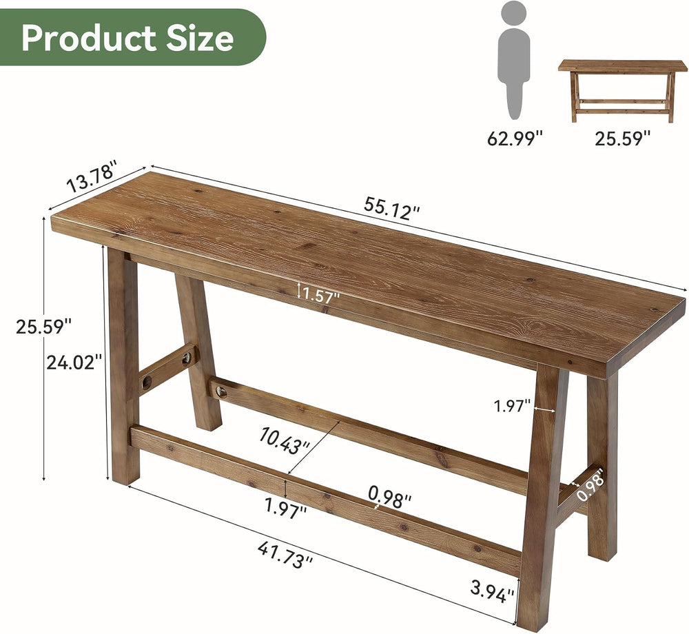 55" Solid Wood Counter Height Bar Bench, Bench for Island Table | 25.59&...