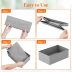 Lifewit Drawer Organizer Clothes for Closet 24 Pack, 3 Sizes Underwear Wardrobe Drawer Dividers, Fabric Foldable Dresser Storage Organizer Bins for Sock, Bra, Lingerie, Undies, Grey