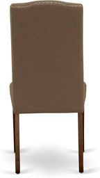 East West Furniture CAEN5-MAH-18 5 Piece Dinette Set Includes a Rectangle Dining Room Table and 4 Dark Coffee Linen Fabric Upholstered Parson Chairs, 36x60 Inch, Mahogany